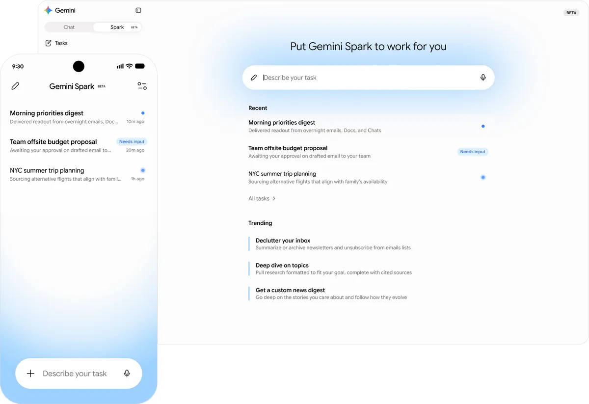 Gemini Spark 的任务执行过程与桌面/移动端任务界面(2/2)